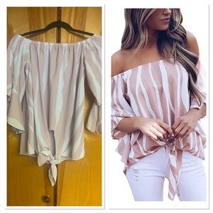 Striped Tie Front Top